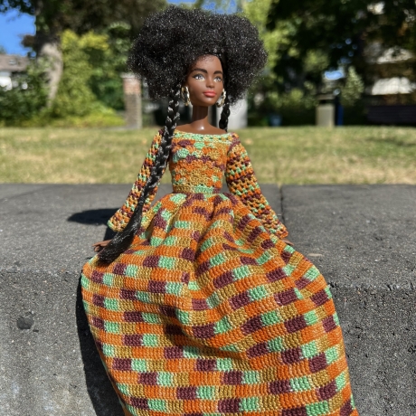 Kleid für Puppen (Barbie, Steffi), orange
