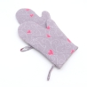 Katzen Topfhandschuhe 2er Set – Baumwolle, grau-pink, Herzen