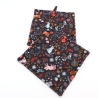 Topflappen 2er Set,, dunkelgrau, Katzen, floral, Geschenk, 