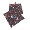 Topflappen 2er Set,, dunkelgrau, Katzen, floral, Geschenk, 