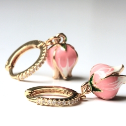 Zirkonia Creolen Blüte Charm gold Ohrringe