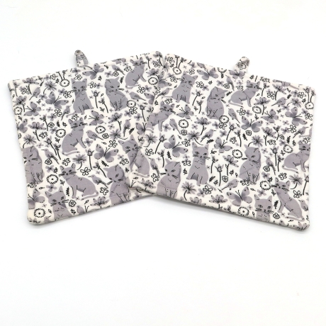 Topflappen Katzenköpfe 2er Set – Bunte Baumwolle Geschenk 