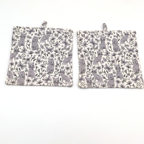 Topflappen Katzenköpfe 2er Set – Bunte Baumwolle Geschenk 