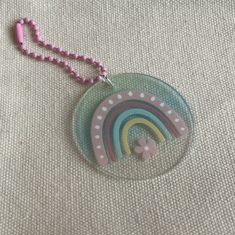 Taschenanhänger oder Deko - Pastell Regenbogen - rund 4,5 cm