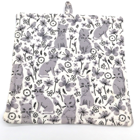 Topflappen Katzenköpfe 2er Set – Bunte Baumwolle Geschenk 
