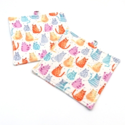 Topflappen Katzen 2er Set Baumwolle 19x19 cm –bunte Katzenmotive 