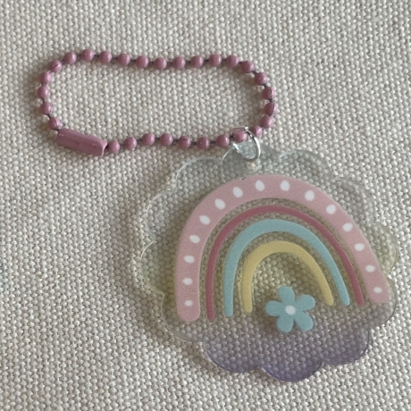 Taschenanhänger oder Deko - Pastell Regenbogen - rund 4,5 cm