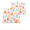 Topflappen Katzen 2er Set Baumwolle 19x19 cm –bunte Katzenmotive 