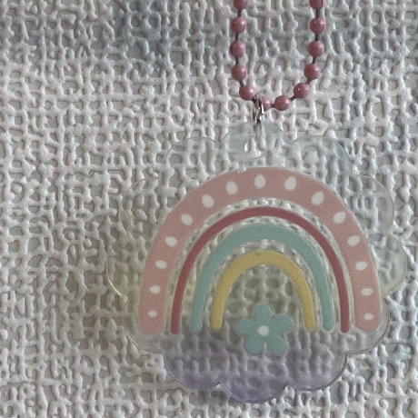 Taschenanhänger oder Deko - Pastell Regenbogen - rund 4,5 cm