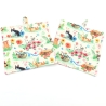 Topflappen 2er Set –  Katzen & Blumen Baumwolle Geschenk 