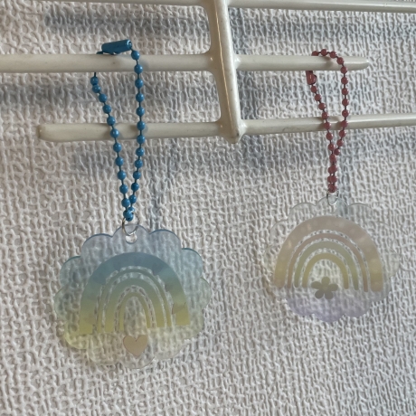 Taschenanhänger oder Deko - Pastell Regenbogen - rund 4,5 cm