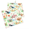 Topflappen 2er Set –  Katzen & Blumen Baumwolle Geschenk 