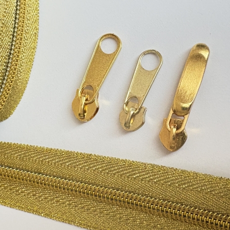 10x Zipper gold GELB-gold Schieber 5 mm Schiene 