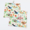 Topflappen 2er Set –  Katzen & Blumen Baumwolle Geschenk 