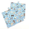 Topflappen 2er Set Katzen blau Geschenk Katzenfreunde 