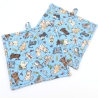 2er Set Topflappen Baumwolle Comic Katzen Motiv  Geschenkidee 