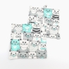 Topflappen Katzenmotiv 19x19 cm – Küchendeko Türkis Grau Geschenk