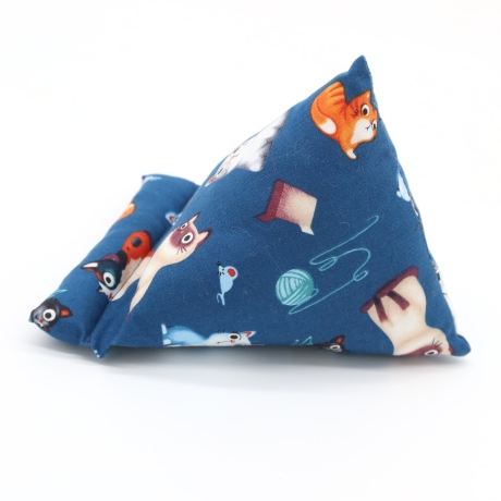 Handysitzsack Blau mit Katzenmotiv – Smartphonehalter Baumwolle