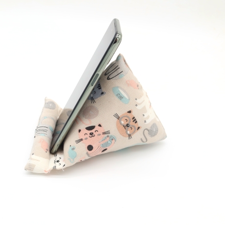 Handysitzsack Katze beige – Stabile Smartphone-Halterung 
