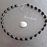 Edelstein Kette Onyx schwarz Edelsteinkette Perlen oval