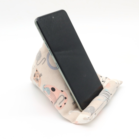 Handysitzsack Katze beige – Stabile Smartphone-Halterung 