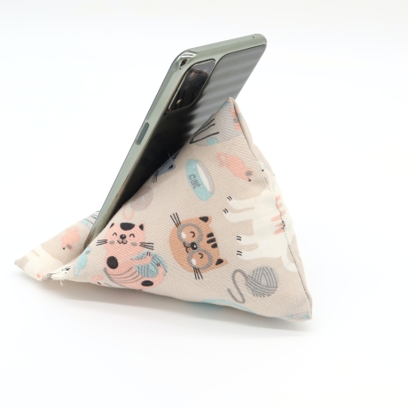 Handysitzsack Katze beige – Stabile Smartphone-Halterung 