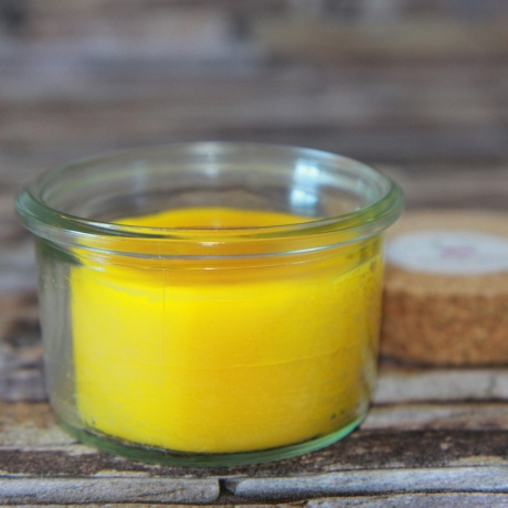 Kniesterkerze aus reinem Bienenwachs in Weck®-Glas-200S