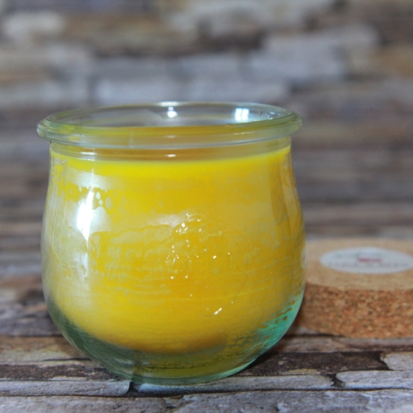 Knisterkerze aus reinem Bienewachs in Weck®-Glas -370T