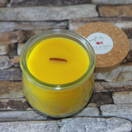 Knisterkerze aus reinem Bienewachs in Weck®-Glas -370T