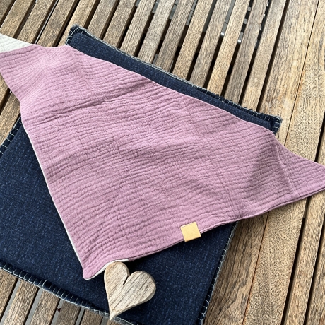 Dreieckstuch aus Musselin zum Knoten - Schal Halstuch rose/beige