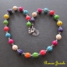 Edelstein Kette Howlith bunt Perlen Kette