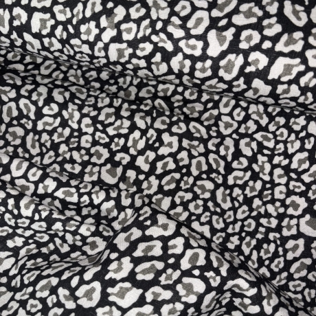 Musselin Leo grau schwarz Double Slub Meltem Swafing