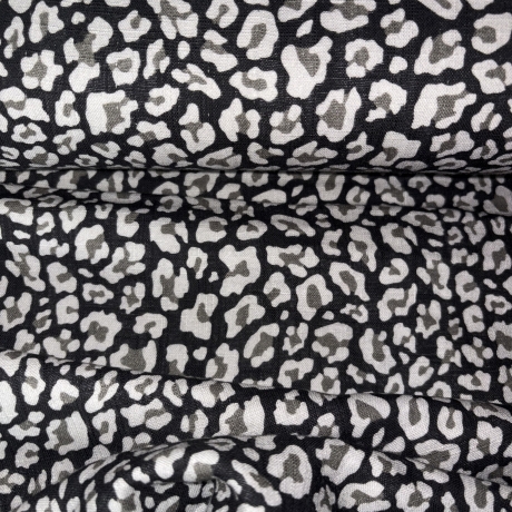 Musselin Leo grau schwarz Double Slub Meltem Swafing
