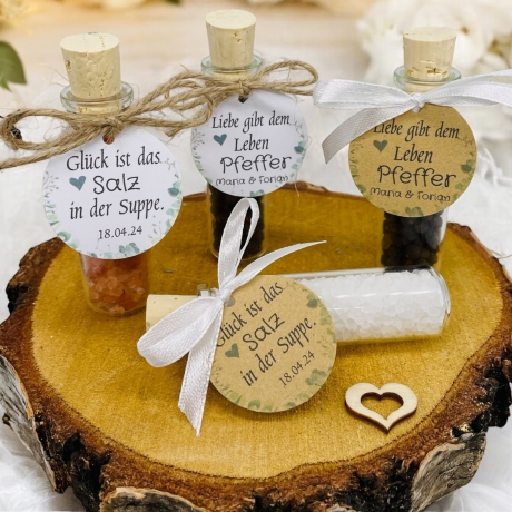 Personalisiertes Gastgeschenke zur Hochzeit, Salz oder Pfeffer