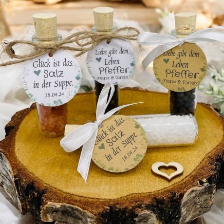 Personalisiertes Gastgeschenke zur Hochzeit, Salz oder Pfeffer