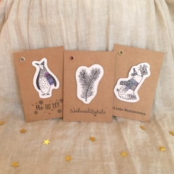 Set 3 Mini-Postkarten Geschenkanhänger • Weihnachten Karten