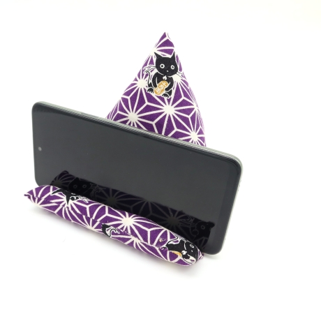Handysitzsack Violett Katze Baumwolle, Geschenk für Katzenfans