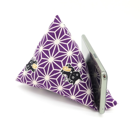 Handysitzsack Violett Katze Baumwolle, Geschenk für Katzenfans