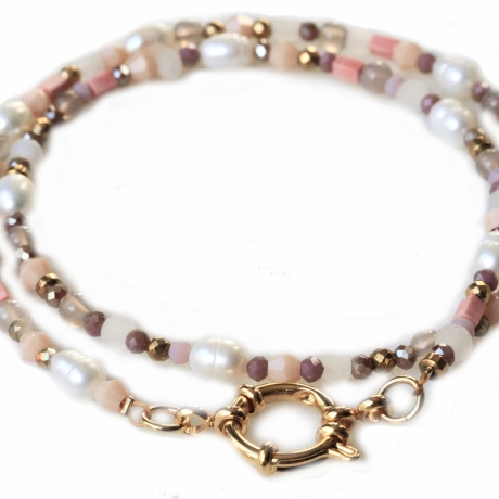 Handgemachte Perlenkette Süßwasserperlen böhmische Perlen Choker 