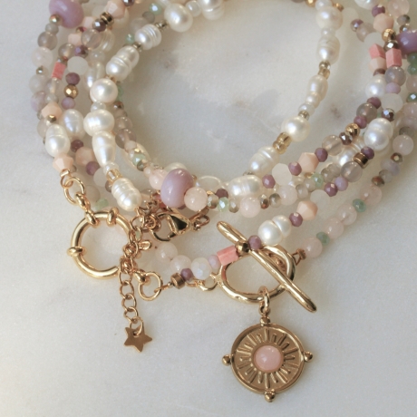 Handgemachte Perlenkette Süßwasserperlen böhmische Perlen Choker 