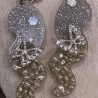 Handmade Ohrringe neu Resin silberfarbig mit Schmetterling 