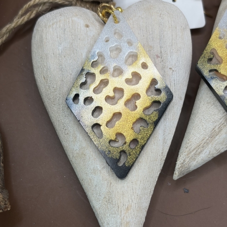 Ohrringe Handmade neu Resin Salinoform schwarz Gold weiß 