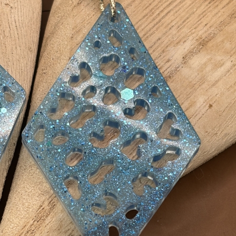 Handmade Ohrringe neu Resin Glitzerblau Salinoform 