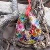 Anhänger mit Blüten und Kordelkette 45 + 5 cm handgefertigt 