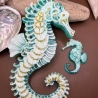 Seepferdchen Deko Neu Handmade grün Gold und weiß farbig 