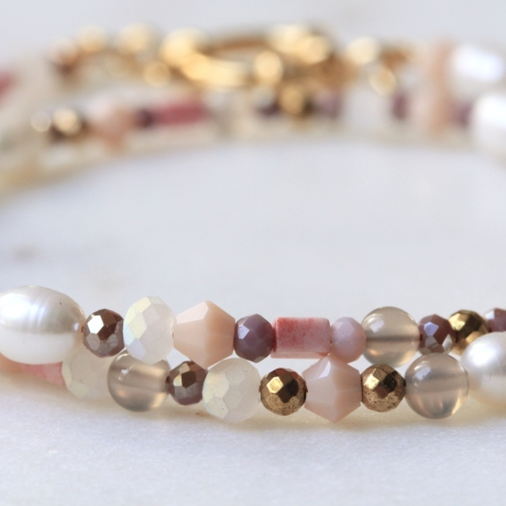 Handgemachte Perlenkette Süßwasserperlen böhmische Perlen Choker 