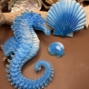 Seepferdchen Deko Neu Handmade Resin maritim blau weiß 