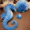 Seepferdchen Deko Neu Handmade Resin maritim blau weiß 