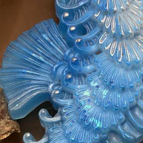 Seepferdchen Deko Neu Handmade Resin maritim blau weiß 