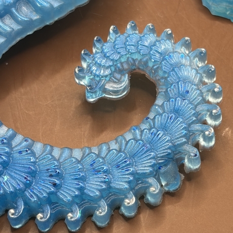Seepferdchen Deko Neu Handmade Resin maritim blau weiß 